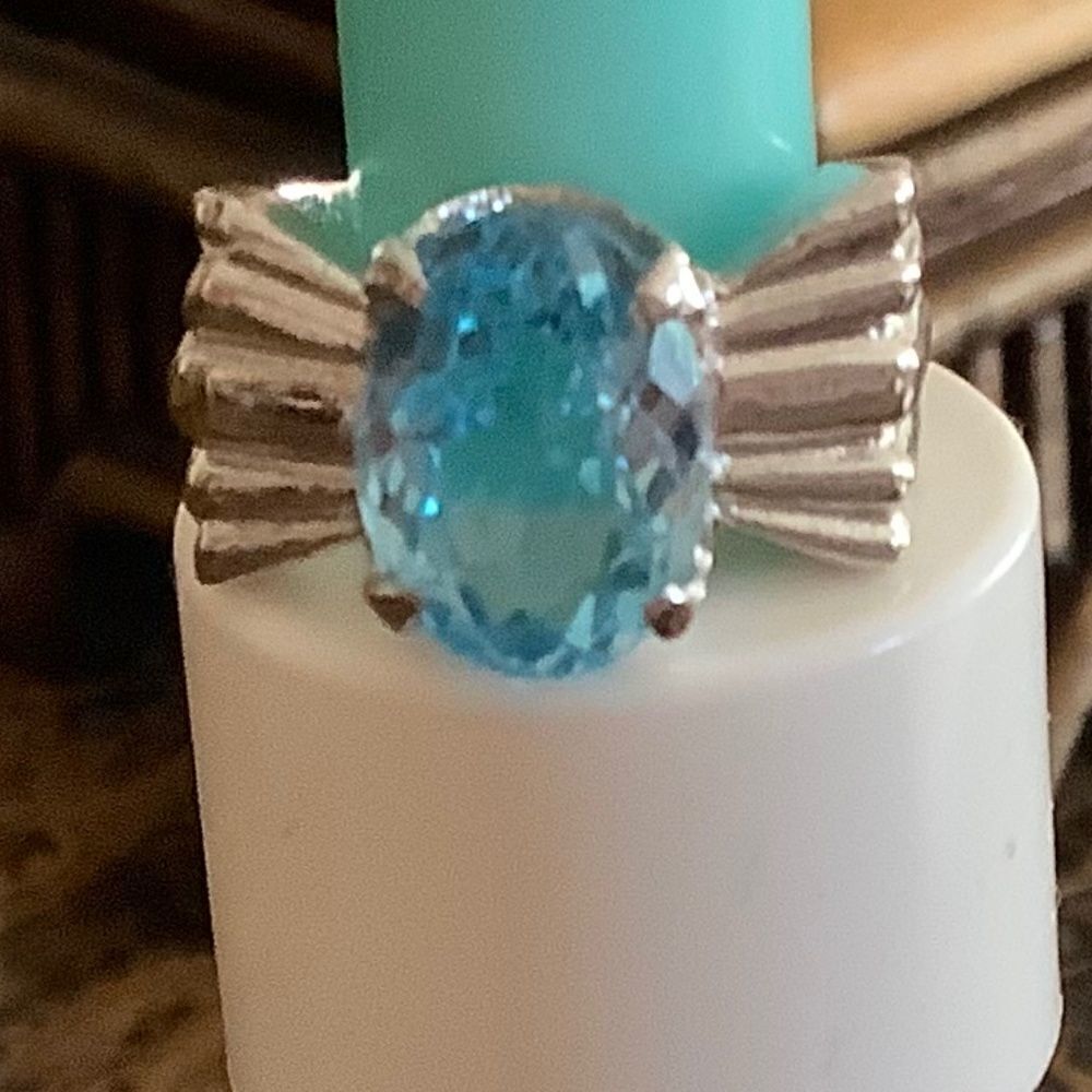 NWOT 𝅺STERLING SILVER 925 BLUE TOPAZ RING SIZE US 6.25​​ - Picture 4 of 12